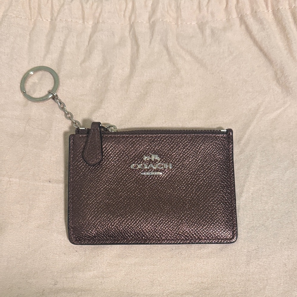 Coach Bronze Card Holder with Keychain